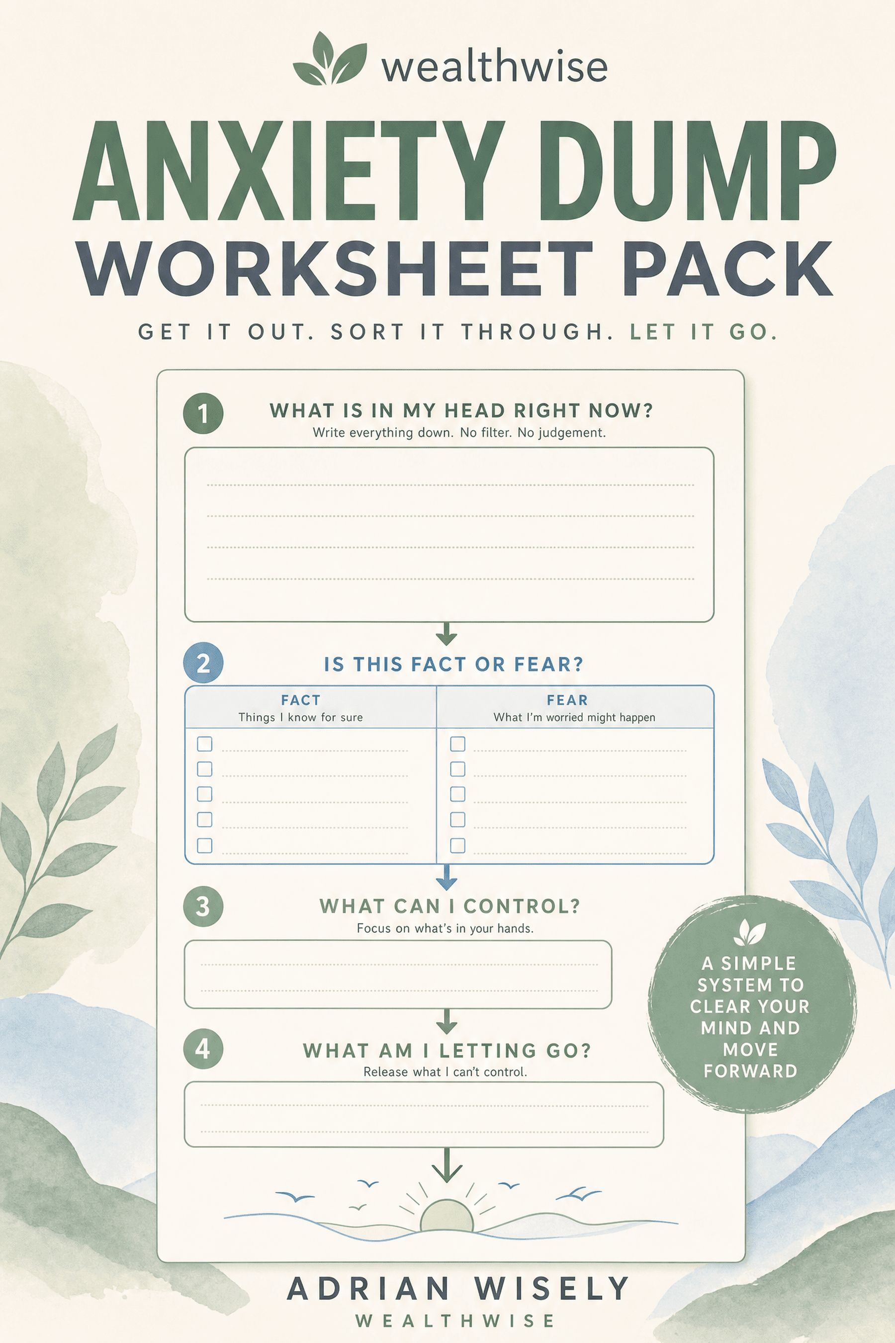 Anxiety Dump Worksheet Pack